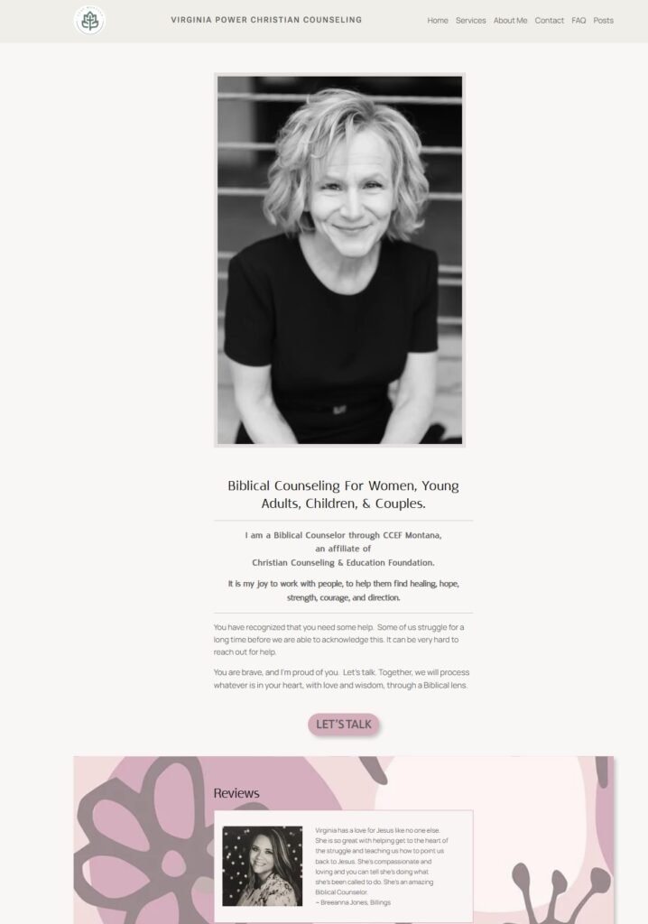 A screenshot of Virginia Power Biblical Counseling Home Page.